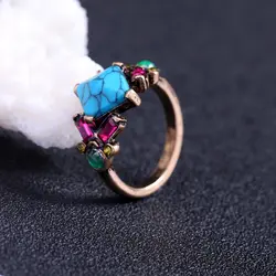 2 стиль многоцветный имитационный поделочный камень цветочный Винтаж кольцо для женщин индийская мода палец оптовая продажа ювелирных