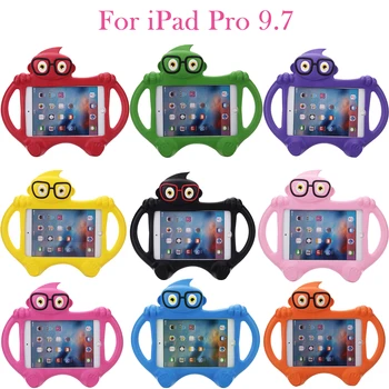 

Kids Safe Silicon Case For iPad Pro 9.7 inch 2016, General Cartoon Cute Glasses Children Shockproof Stand Tablet Cover Case