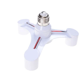 

3 In 1 E27 to E27 White Color LED Lamp Bulbs Socket Splitter Adapter Holder For Photo Studio