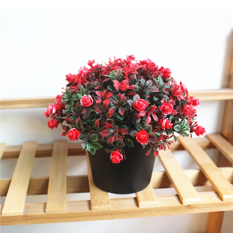 UK Artificial Flower Plant Home Decoration Lovely Potted Bonsai Flowers Decor Y1
