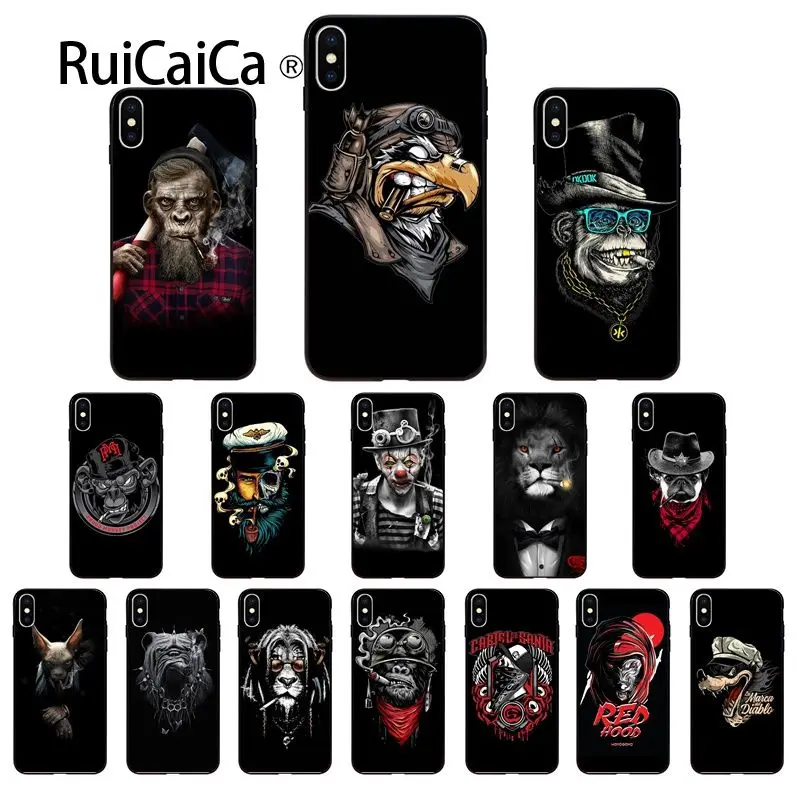 Чехол для телефона Ruicaica Smoking animal cool черный мягкий силиконовый чехол из ТПУ iPhone X XS