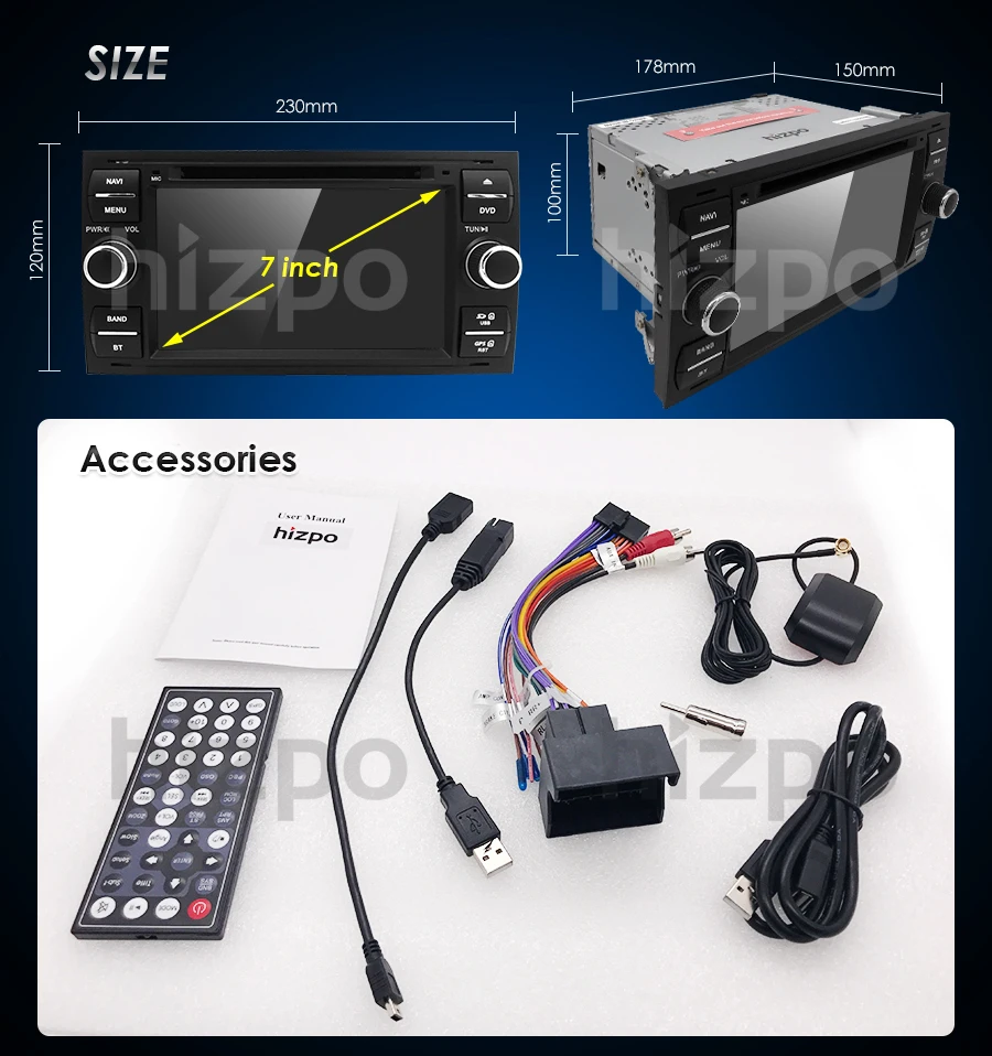 2din Авто Радио 7 дюймов dvd монитор для Ford focus/Fiesta/Kuga/C-Max/подключение/Fusion/Galaxy/Mondeo/S-Max/Transit swc rds bt cam