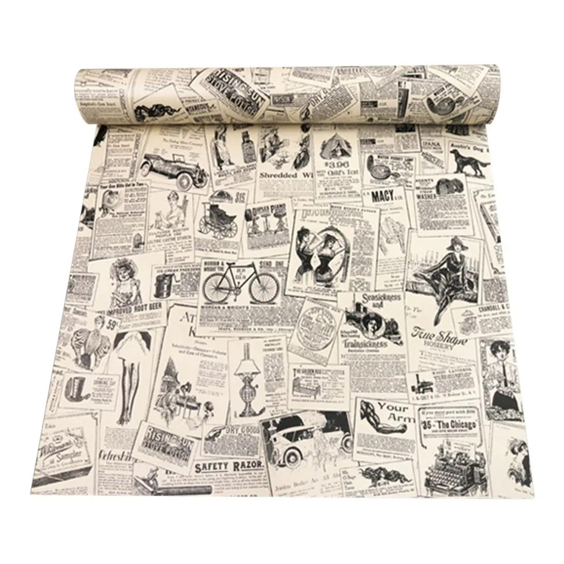 3D Retro Stereo Newspaper Pattern Wall Paper Waterproof Wall Stickers