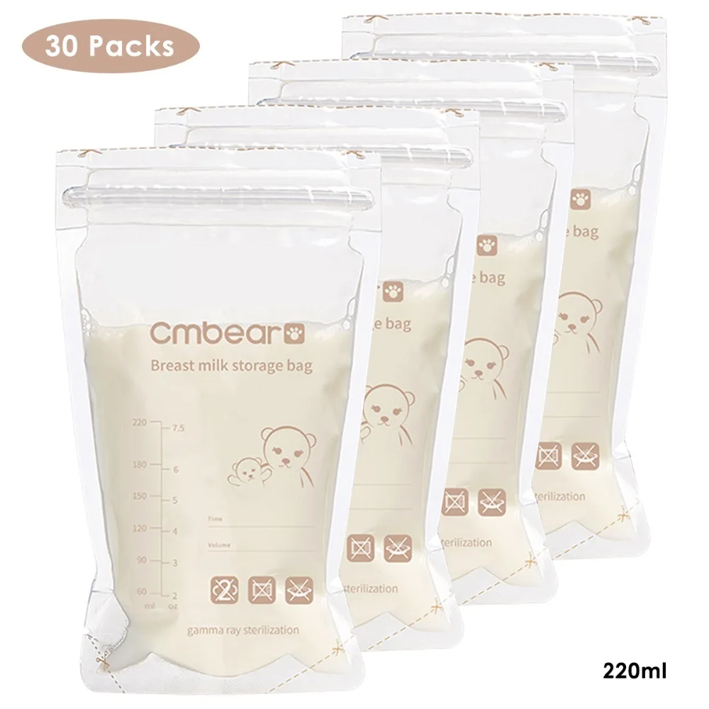 30pcs/lot 220ml Breast Milk Storage Bags Measurements Mother Milk
