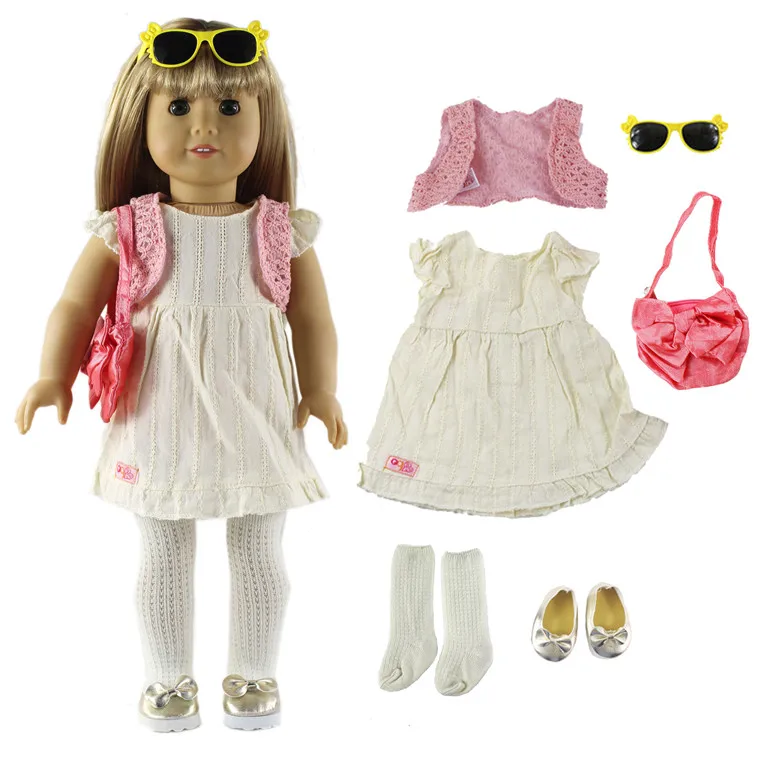 Много стилей на выбор, кукольная одежда, повседневная одежда, наряд для 18 дюймовой американской куклы, 18 дюймовая кукольная обувь, кукольные аксессуары - Цвет: 5 PCS Clothes