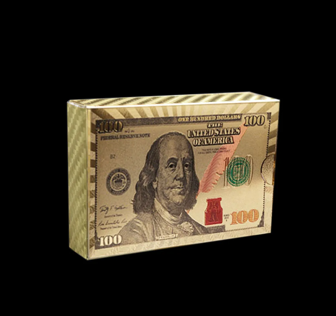 

'100 US Dollars' 24K Gold Playing Cards Poker Game Deck Foil Set Plastic Waterproof Magic