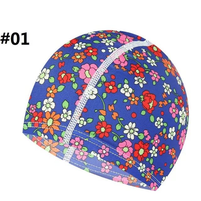 2019 Multi Prints Fabric Swimming Cap Swiming Pool Protect Long Hair