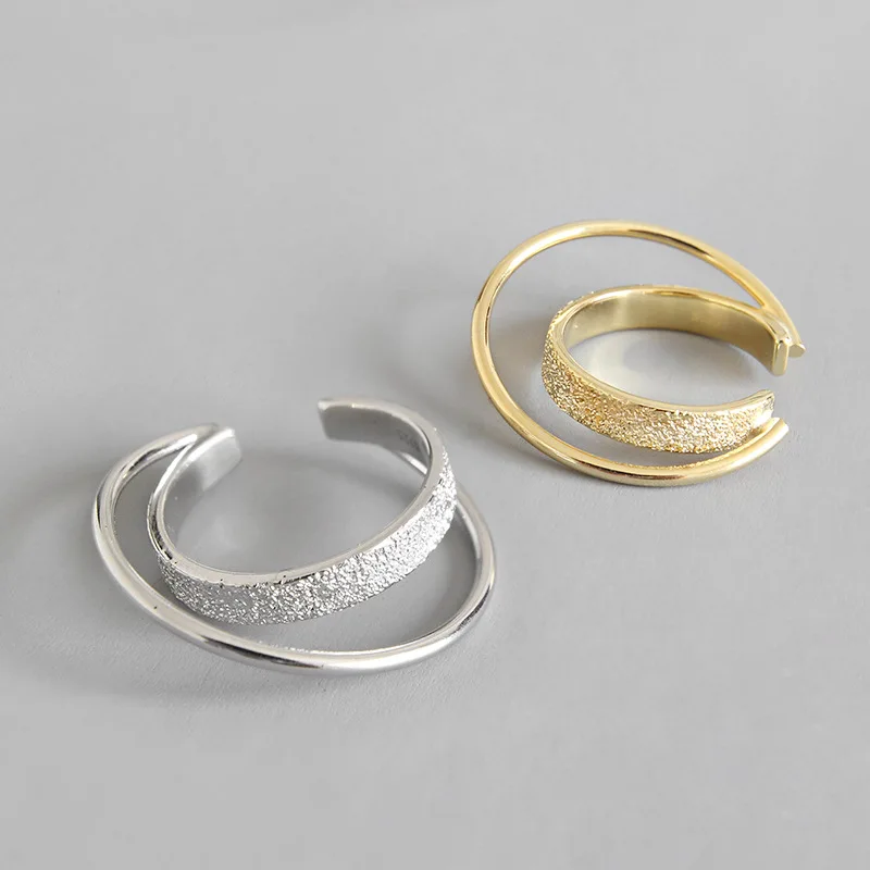 

Fashion 925 sterling silver double circle rings for women finger ring bijoux femme, gold color engagement ring woman jewellery