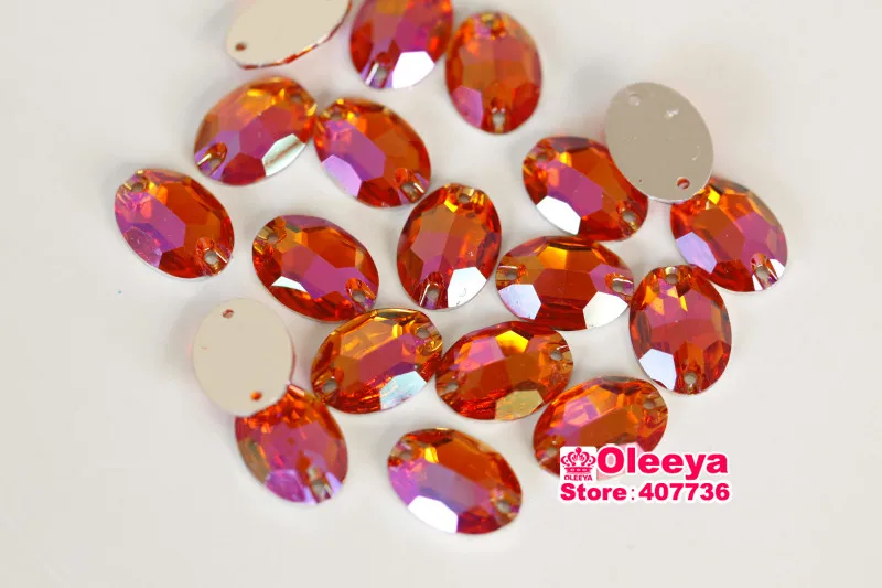 Resin oval orange AB flatback sew on rhinestones (3)