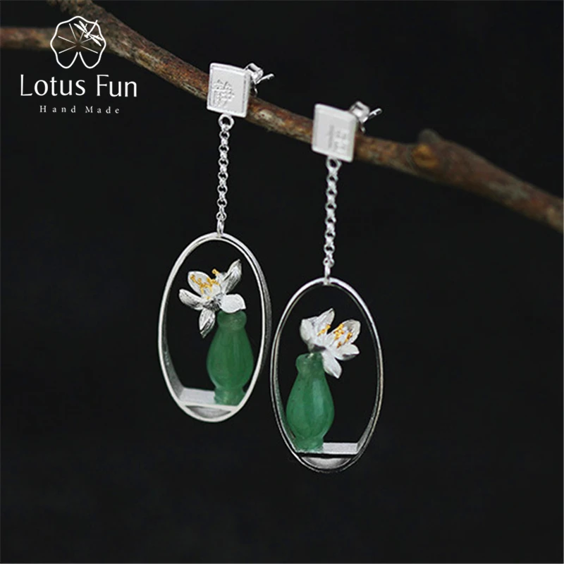 Lotus Fun Реальные Стерлингового Серебра 925 Природный Камень Творческий Изысканные