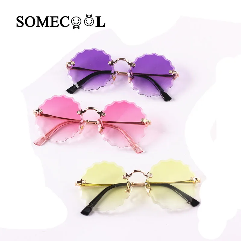 

SomeCool 2019 Style 3-8y Kids Sunglasses Sunflower Rimless Cute Boy&girls Glasses Vintage Round Protect UV400 Child eyewear N617