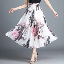 U-SWEAR летняя плиссированная летняя юбка миди в стиле бохо новая Ретро шифоновая юбка с цветочным принтом женская юбка трапециевидной формы с высокой талией и принтом