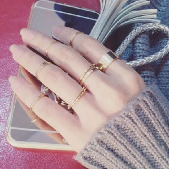 

2017 New Korean Personality Ten Piece Suit Combination Rings For Women All Match Finger Accessories Simple Rings