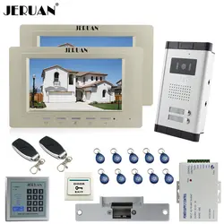 JERUAN 7 ''Цвет видео телефон двери 2 Золотой мониторы 1 HD камера квартира 1V2 дверные звонки + RFID Управление доступом Бесплатная доставка