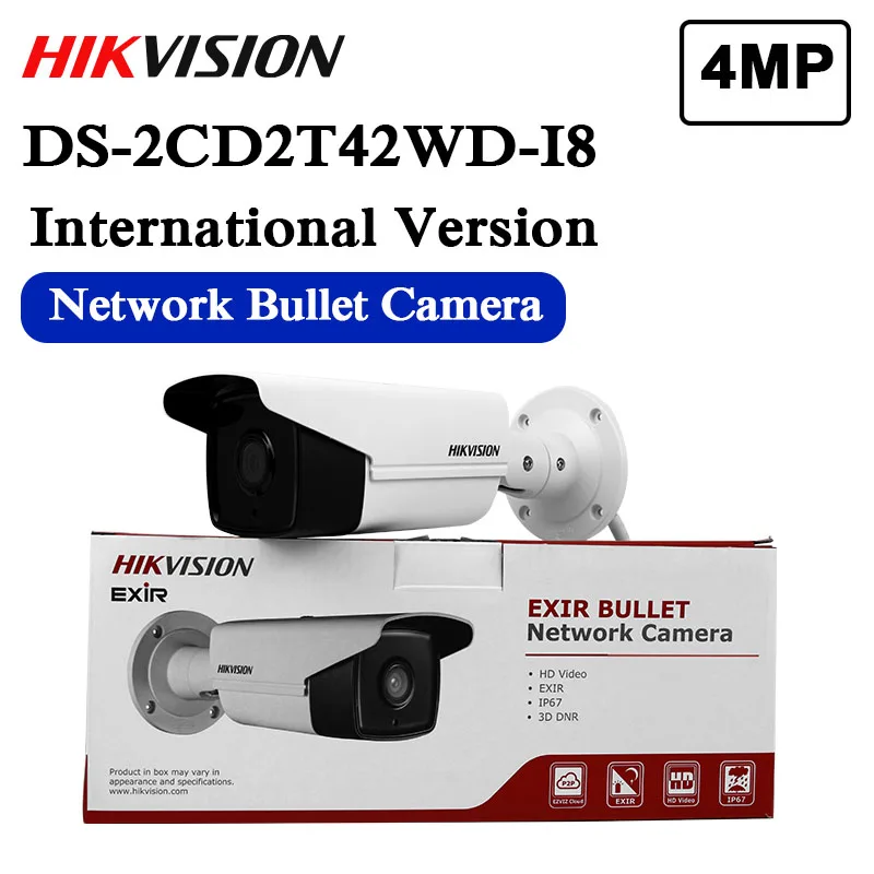 

In stock DS-2CD2T42WD-I8 English version 4MP EXIR Network Bullet IP security Camera POE, 80m IR, 120dB Wide Dynamic Range