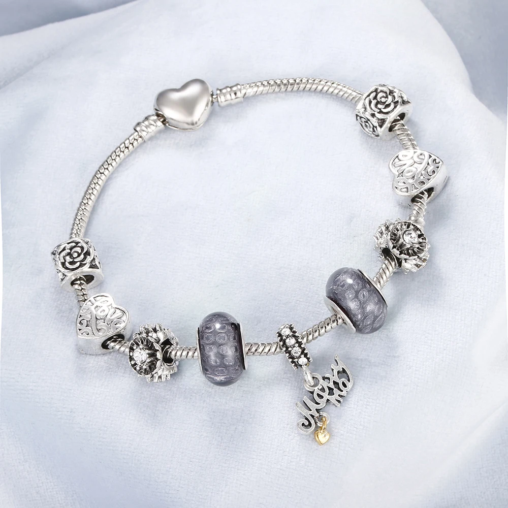 Роскошный женский браслет Модные фиолетовые хрустальные бусины корона подвеска