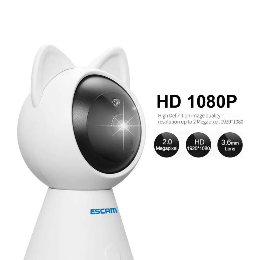 

Escam QF509 HD 1080P Pan/Tilt Monitor Wifi IP IR Camera ONVIF Indoor Mini Network Camera Support Motion Detector Max 128G TFCard