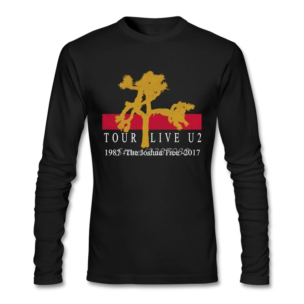 U2 The Joshua Tree Tour футболка сумасшедшая онлайн с длинным рукавом на заказ футболки с круглым вырезом - Цвет: Черный