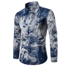 Рубашка мужская одежда M-5XL с длинным рукавом с цветочным принтом Мужские Рубашки Летние Новые повседневные Гавайские мужские рубашки camisa masculina
