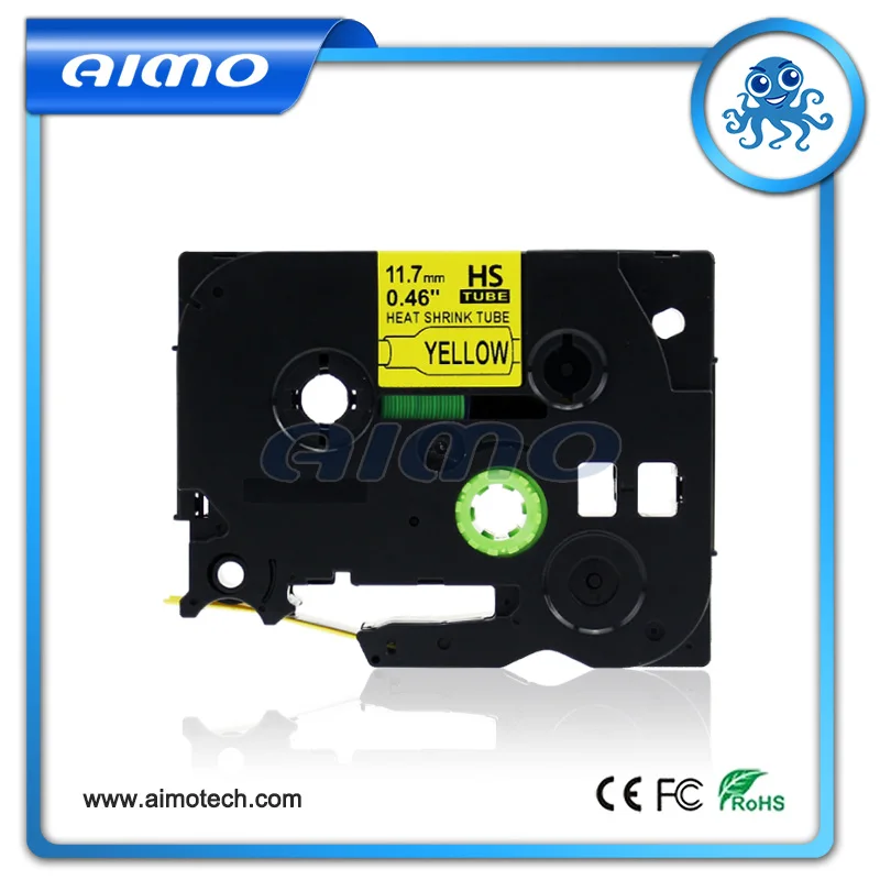 

2pcs compatible 11.7mm x1.5m black on yellow tape hse-631 for brother p touch printer with factory price made in china