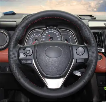 

Puou Black Artificial Leather Steering Wheel Cover for Toyota 2013-2018 Corolla 2014-2019 Corolla iM (US) 2017-2018 Auris Free