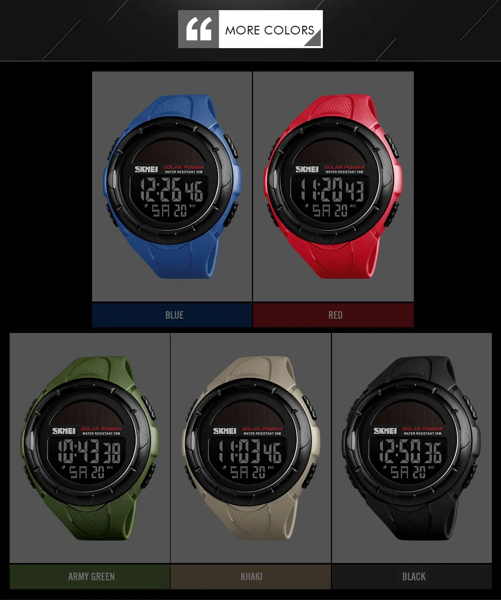 SKMEI Спорт Мужские часы настенные часы для мужчин цифровые наручные часы Открытый Солнечный мощность водостойкие роскошные часы 1405 Relogio