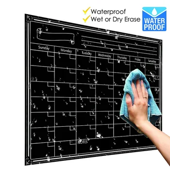 

40x30 Cm Black Magnetic Board Flexible Fridge Stickers Weekly Monthly Planner + Important Message Recording Dry Erase Board