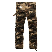 Мужские камуфляжные военные штаны с несколькими карманами, мужские повседневные брюки карго, хлопок, высококачественные Брендовые мужские прямые брюки
