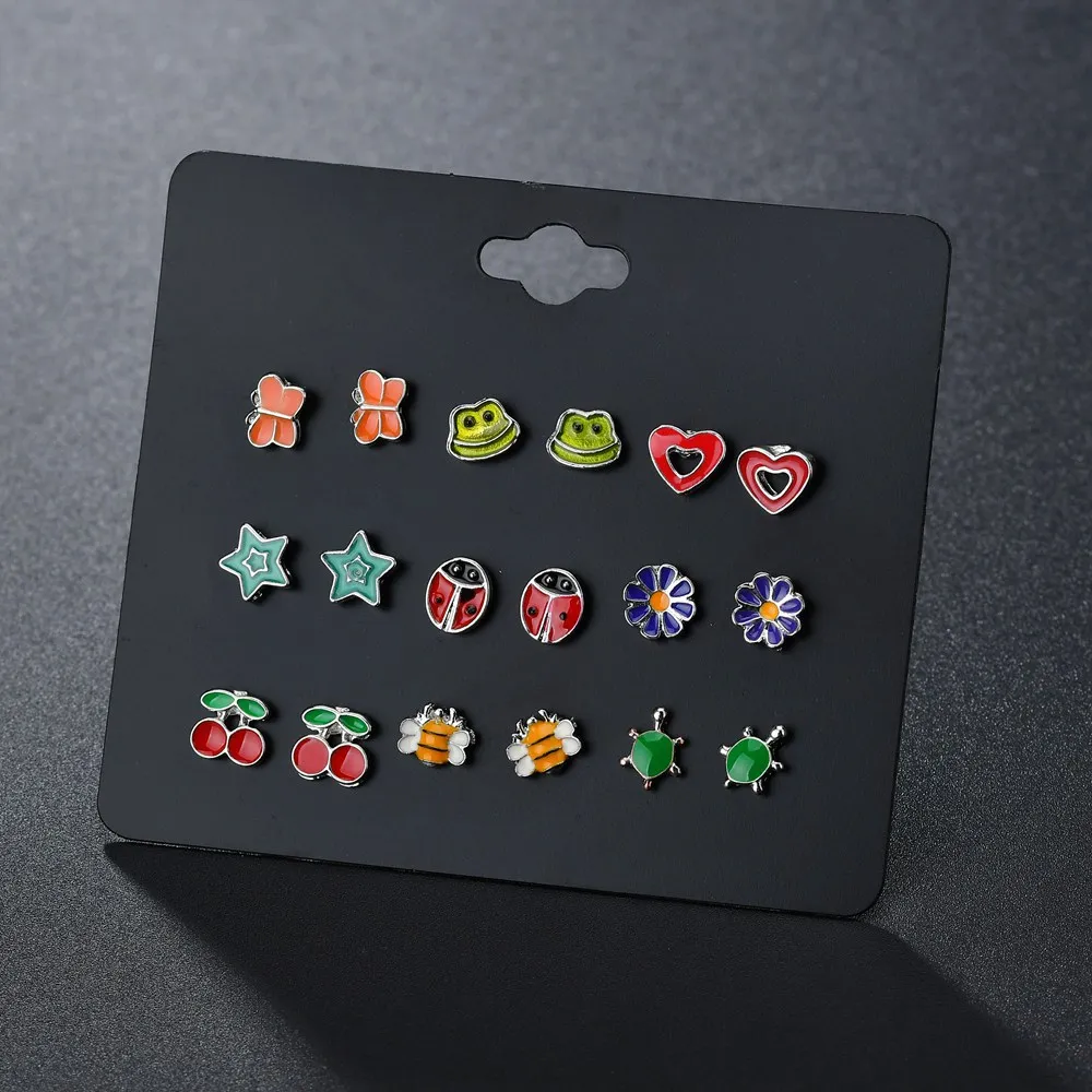 heart red earrings set