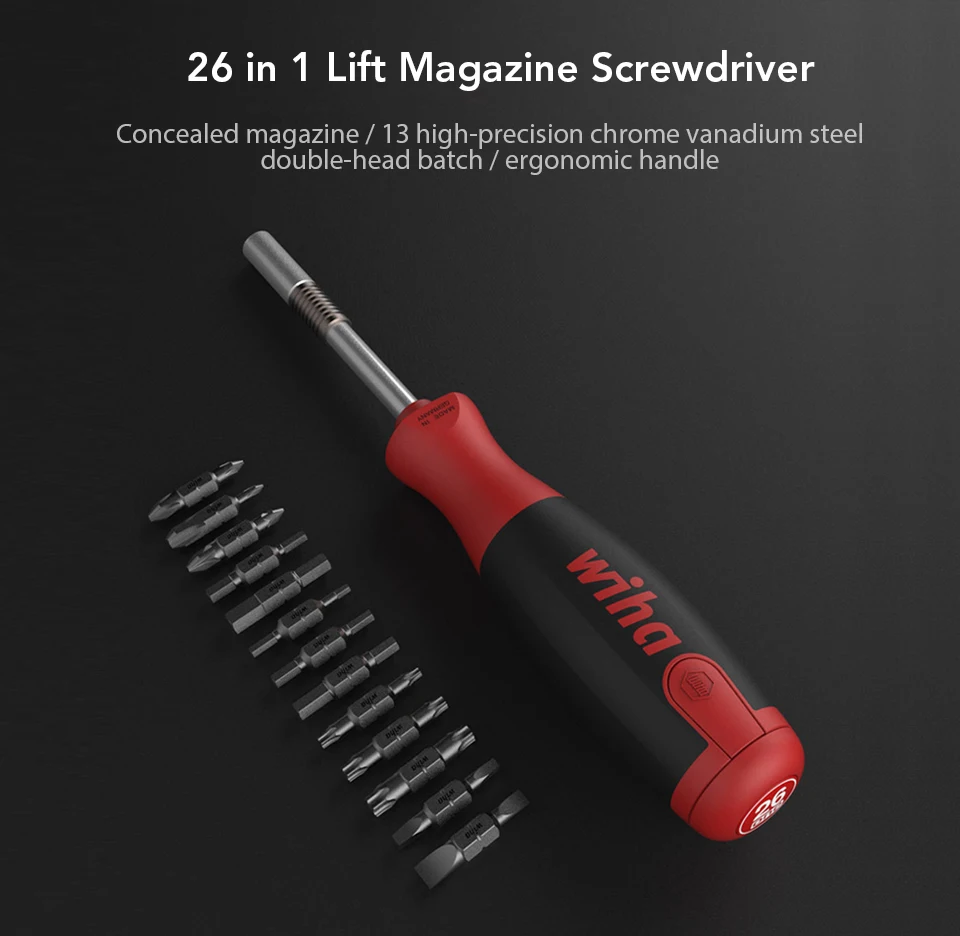 Original Xiaomi Wiha 26 in1 Precision Screwdriver Set Double Head Bit Magnetic Screw Driver  Smart Home Kit Repair Tools ratchet (2)