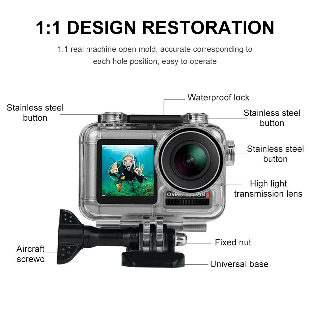 Водонепроницаемый чехол водонепроницаемый защитный чехол для OSMO Action DJI Motion camera Подводные детали аксессуары для корпуса