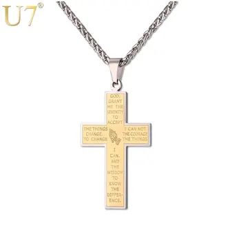 

U7 Praying Hands Cross Necklace Gold Color Stainless Steel Prayer Jesus Chains & Pendants For Men Jewelry Gift 2017 New P1066