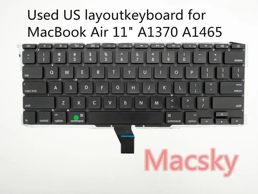 

Used US QWERTY Standard keyboard with Backlight for Macbook Air 11" A1370 A1465 Keyboard 2011 2012 2013 2014 2015 Free Shipping