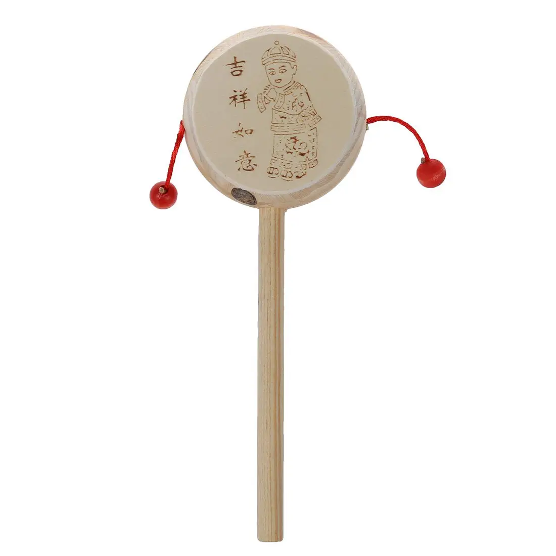 

HOT Chinese Old Wooden Rattle Drum Hand Shake Toy for Children