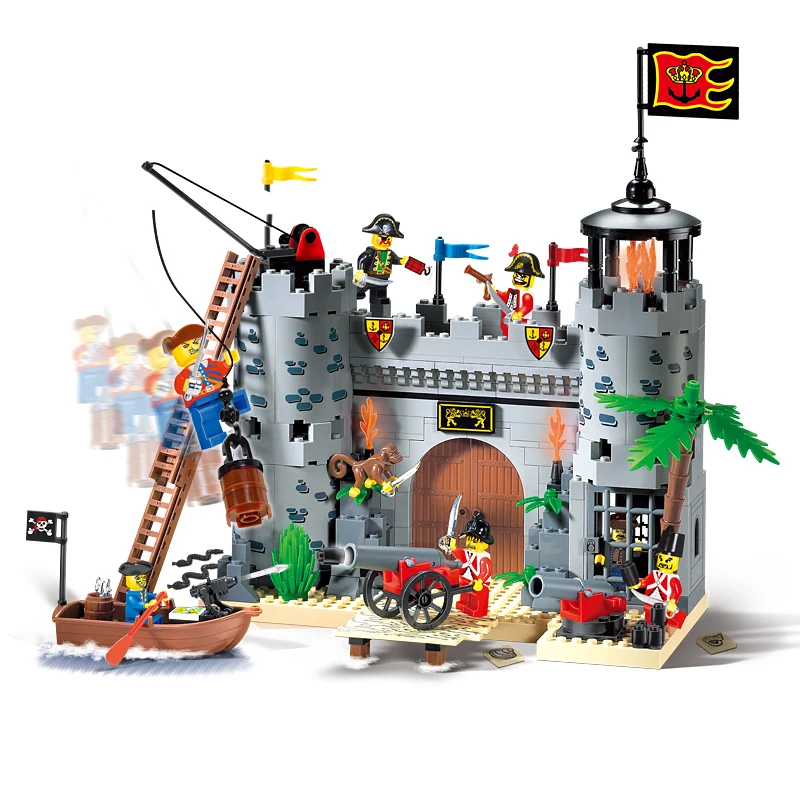 

Enlighten Pirates Educational Building Blocks Toys For Children Gifts Castle Knight Heros Weapon Boat Monkey Compatible Legoe