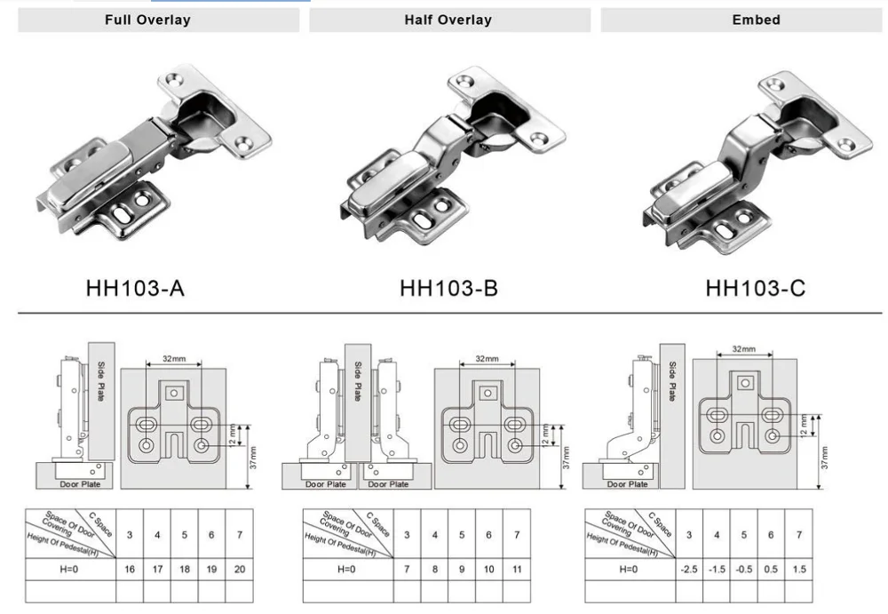 HH103-B нержавеющая сталь мягкий закрытый гидравлический петли для шкафа мебельная фурнитура вставные дверные петли шкафа