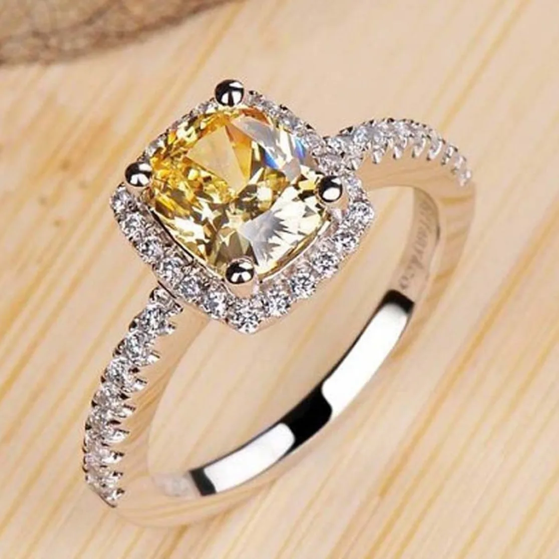 Кольцо Размер 4 4,5 5 белый желтый розовый полудрагоценный камень овальные свадебные женские кольца из нержавеющей стали для женщин - Цвет основного камня: Yellow