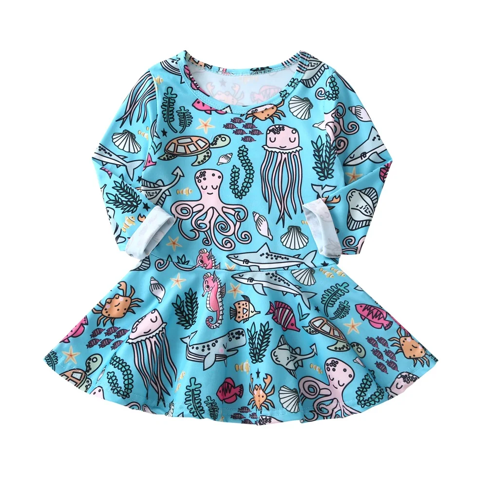 

2018 Summer New Baby Clothes Fish Printed Baby Dress Cartoon Kids Girls Childern Girls Infant Casual Short Sleeve Dresses