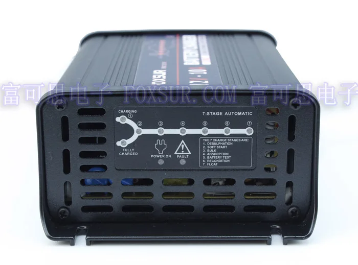 FOXSUR 12V 10A 7-stage smart Lead Acid Battery Charger, Car battery charger, MCU controll, pulse charge Maintainer & Desulfator