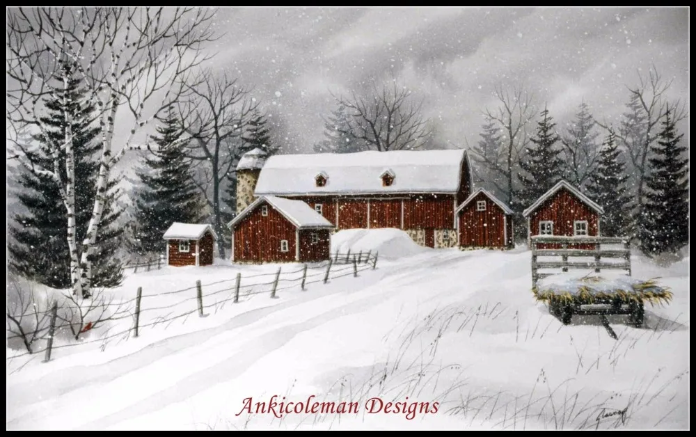 

Вышивка для вышивки «сделай сам», Французский DMC, высококачественные наборы для вышивки крестиком 14 ct, картина маслом-зима на ферме