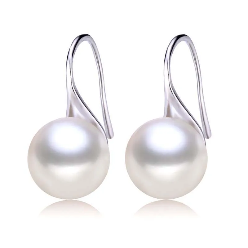 white pearl earrings Свадебные серые серьги с натуральным жемчугом, черные модные 925 пробы серебряные серьги с пресноводным жемчугом для женщин - Цвет камня: white pearl earrings