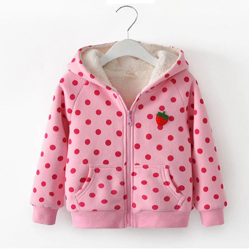 

BibiCola winter autumn girls sweatshirt tops cartoon strawberry coat children girls outerwear hoodies clothes casual sport tops