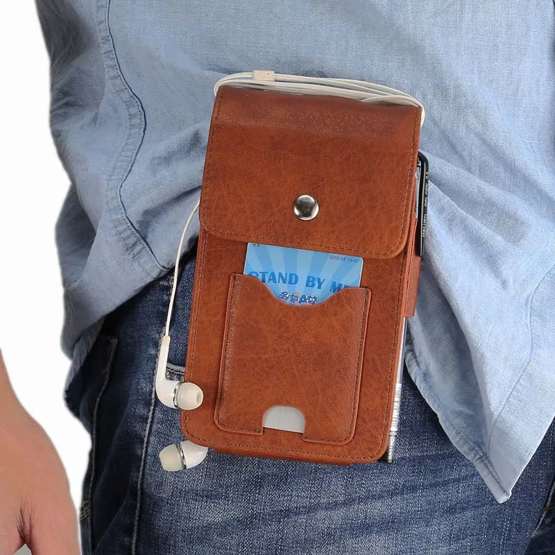 6,3 дюймовый универсальный кожаный чехол с двойным карманом и зажимом для поясного ремня, чехол с петлей на липучке, сумка для нескольких смартфонов, модель JS0767