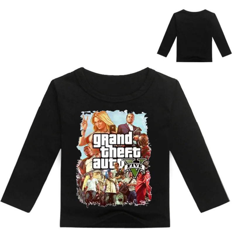 

Brand 2-16Years Baby Boy Long Sleeves Tshirt Games Clothes Grand Theft Auto Girls T Shirt Cotton Tops Tees for Couples GTA5