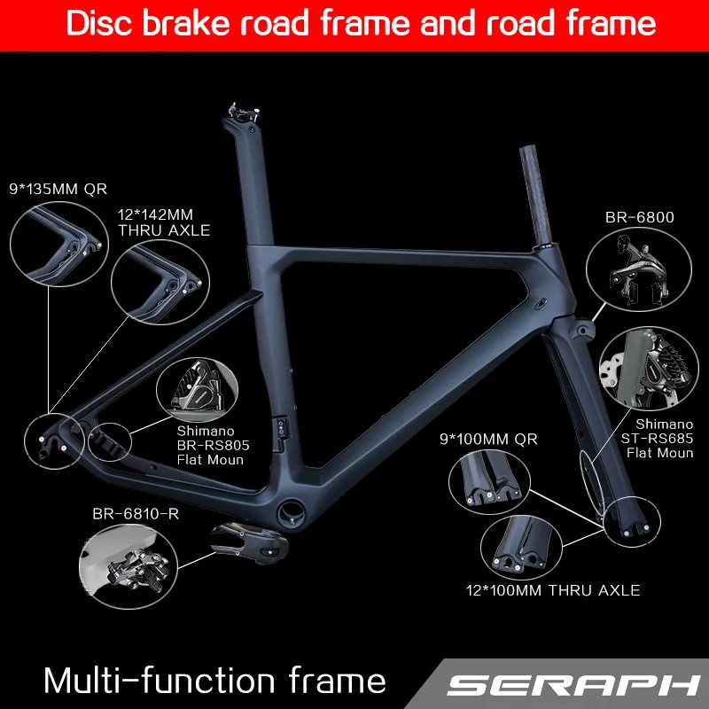 Flash Deal Seraph  bikes carbon road disc frame 2019 new flat mount di2 compatiable TT-X10 ,  Disc brake carbon frame 0