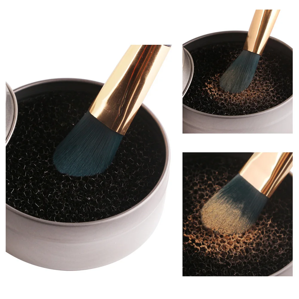 

Color Off Makeup Brush Cleaner Sponge Remover Aluminum Make up Brushes Cleaning Mat Box Powder Brush Washing Scrubber Clean Kit