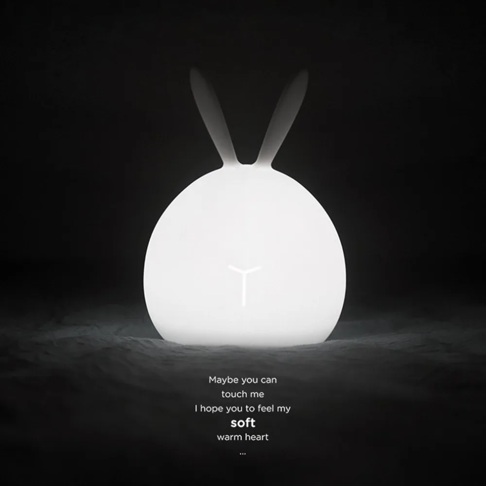  7 colors Cartoon bunny lamp colorful brightness change color led pat light usb rechargeable silicon - 32937161353