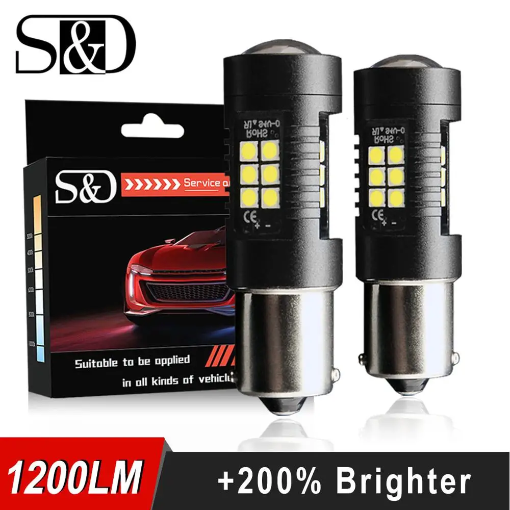 2 шт. P21W LED 1156 BA15S светодиодные лампы Автомобильные фары 1200Lm сигнала поворота