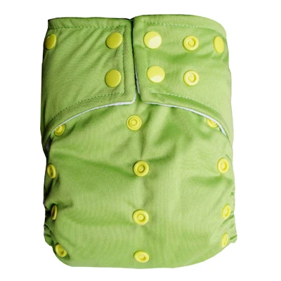 Однотонные две застежки ткань детские подгузники многоразовые моющиеся детские подгузники пеленки - Цвет: Зеленый