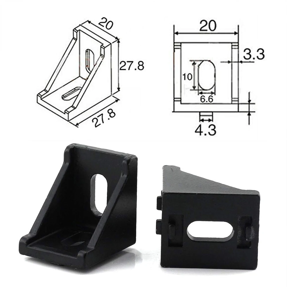 Серии Алюминий профиль угловой кронштейн Комплект для подключения с винты и гайки для слот 6 мм 20x20 Алюминий аксессуары для алюминиевых профилей